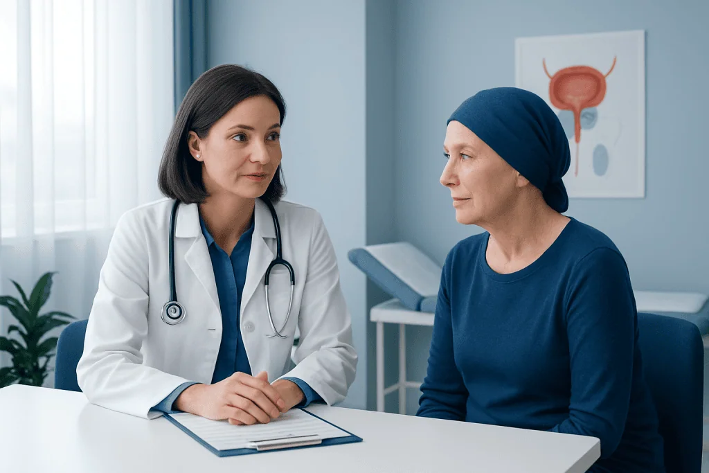 Doctor consulting with a patient in a medical office.