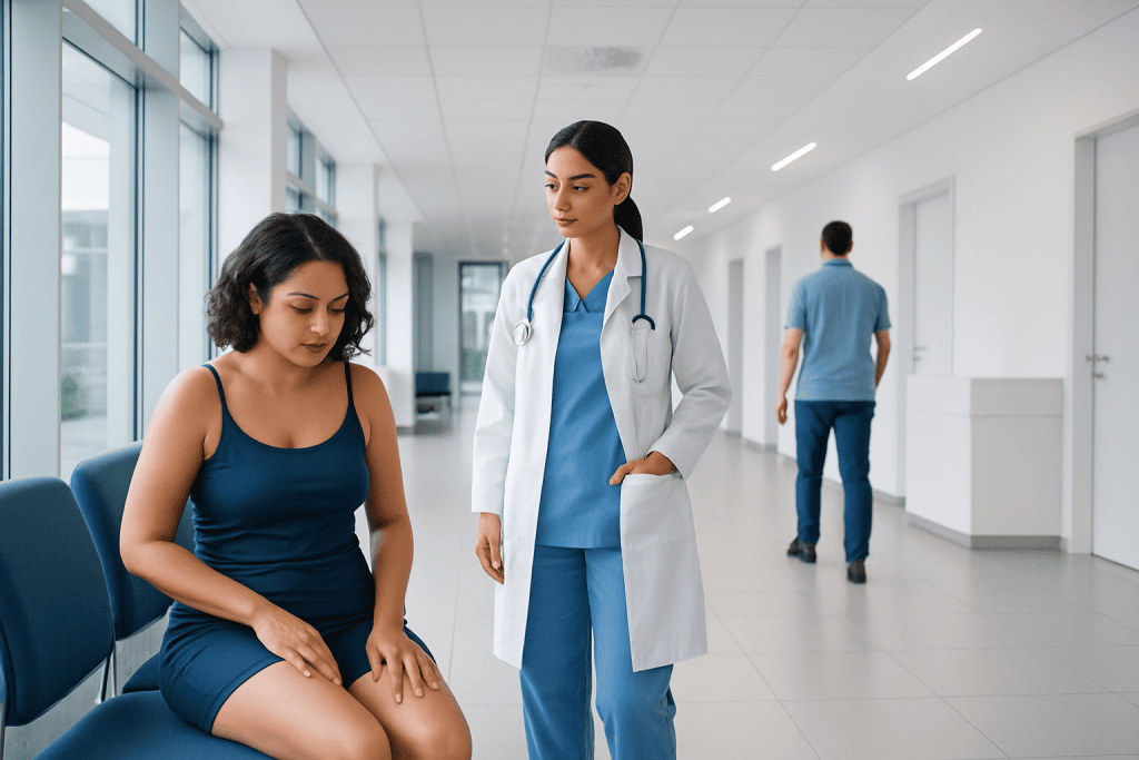 Ingrown Hair Cyst Bikini: An Evidence-Based Guide for Patients 1 Doctor consulting a patient in a hospital corridor.