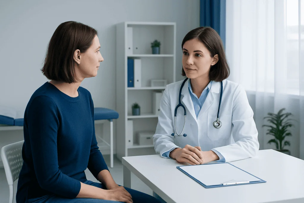 Doctor consulting with a patient in a medical office.