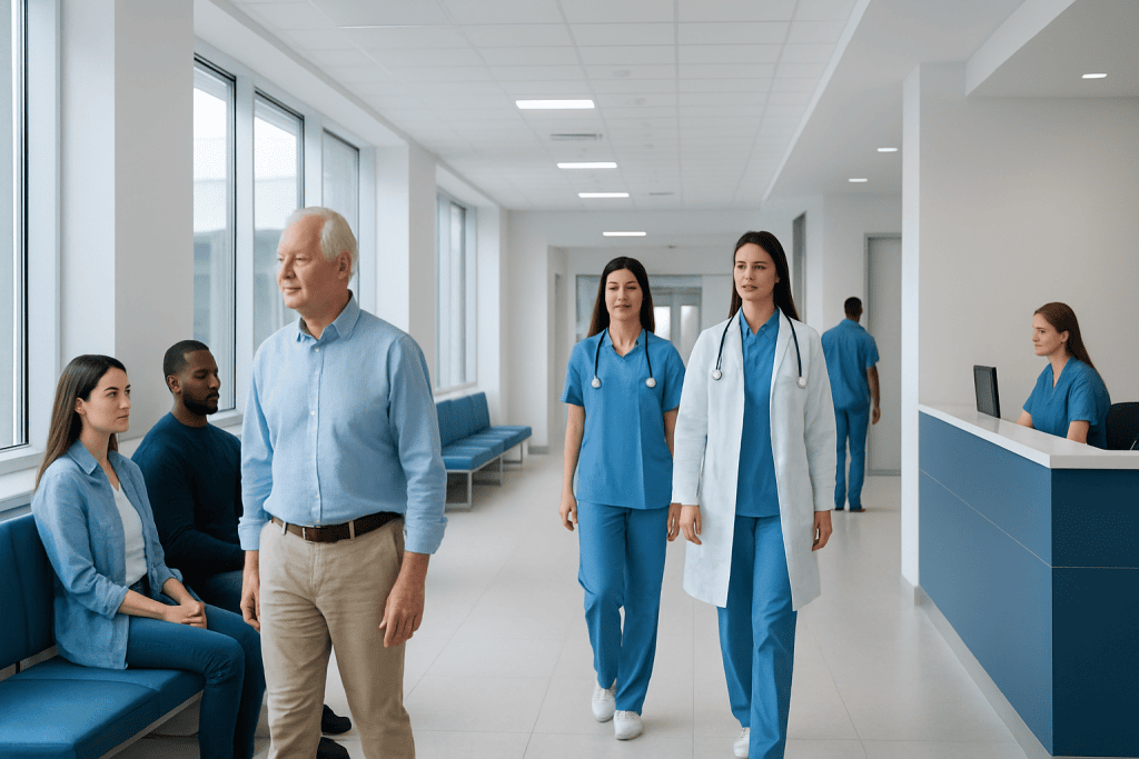 Reservatrol: A Complete Medical Overview 1 Medical staff and patient in a modern hospital corridor.