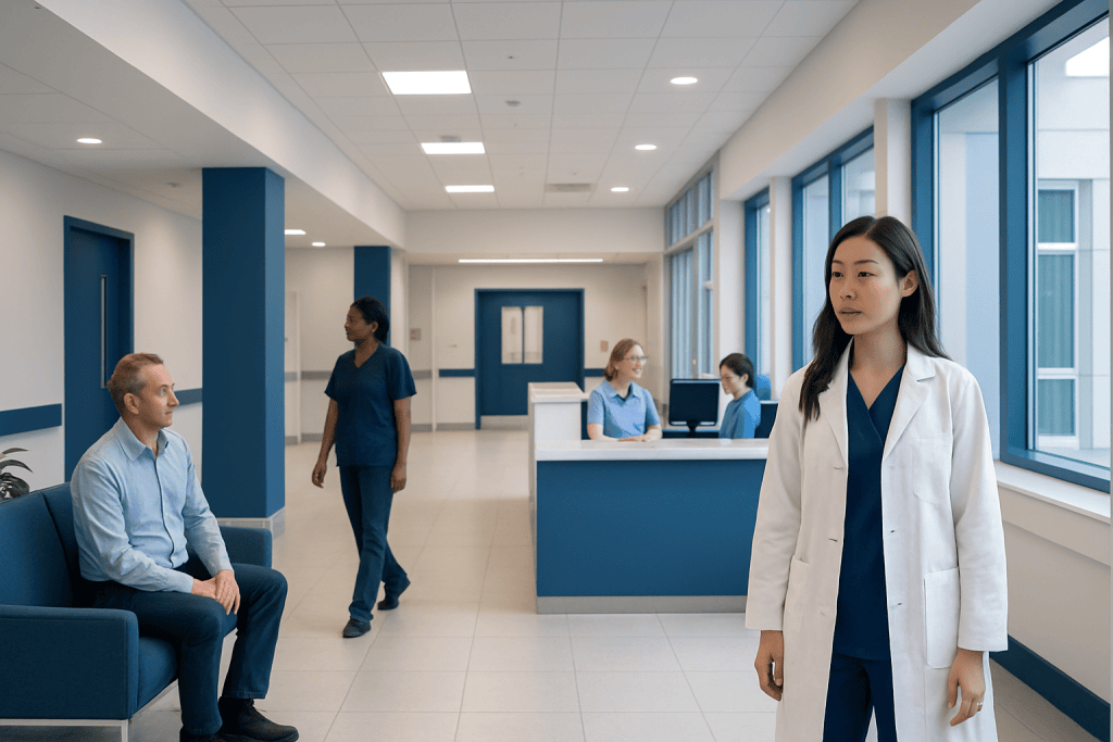 Ripple Pea Milk: A Complete Medical Overview 1 Medical consultation in a modern hospital corridor with healthcare professionals.