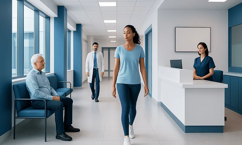 Peroneus Tertius: What Patients Need to Know 11 Patient walking in hospital corridor at Acibadem Hospitals Group.