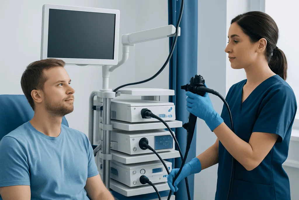Endoscopy procedure being performed at Acibadem Hospital.