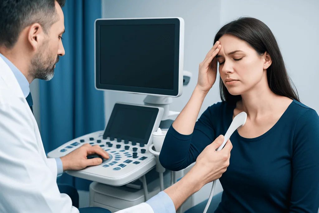What the symptom pattern can suggest — headache blocked nose and sore throat