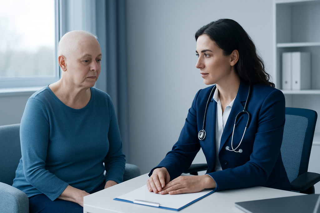 Doctor consulting with a patient in a medical office.
