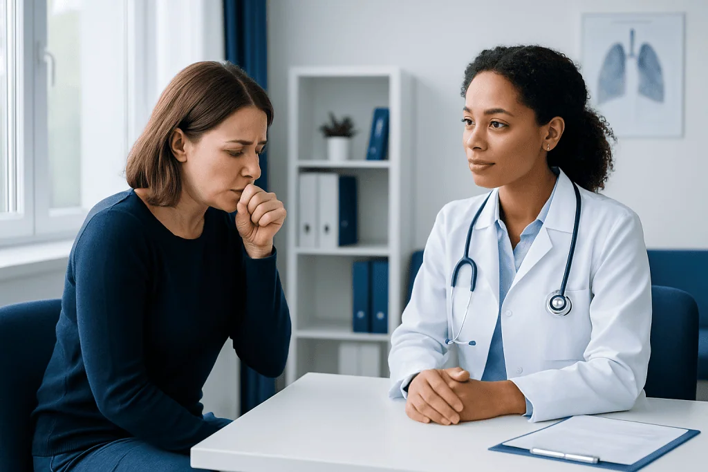 Doctor consulting with a patient in a medical office setting.
