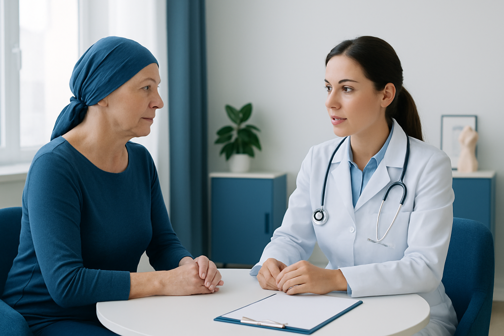 Doctor consulting with a patient in a medical office.