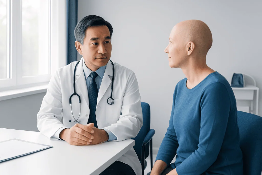 Doctor consulting with a patient in a medical office.