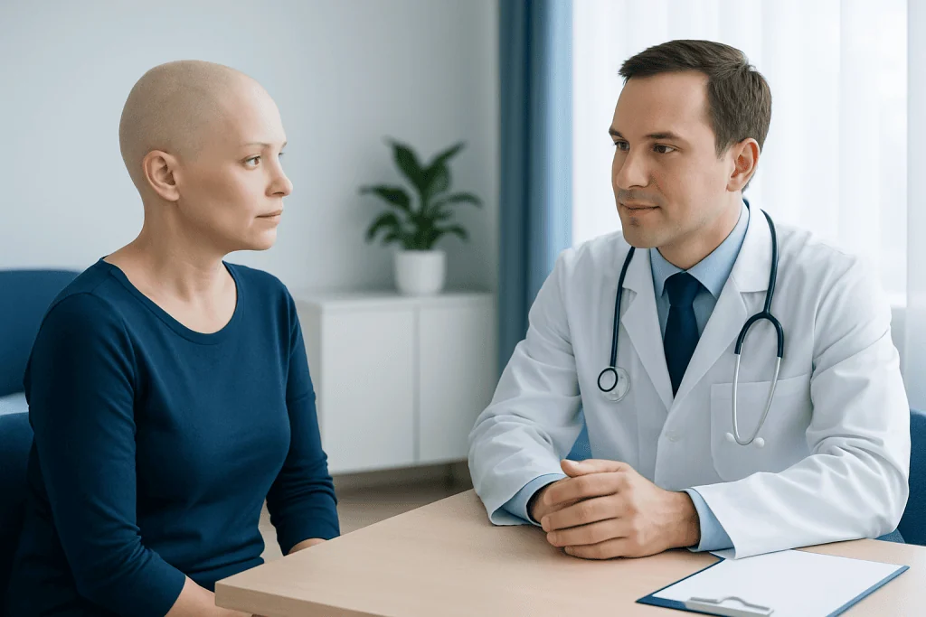 Doctor consulting with a patient in a medical office setting.