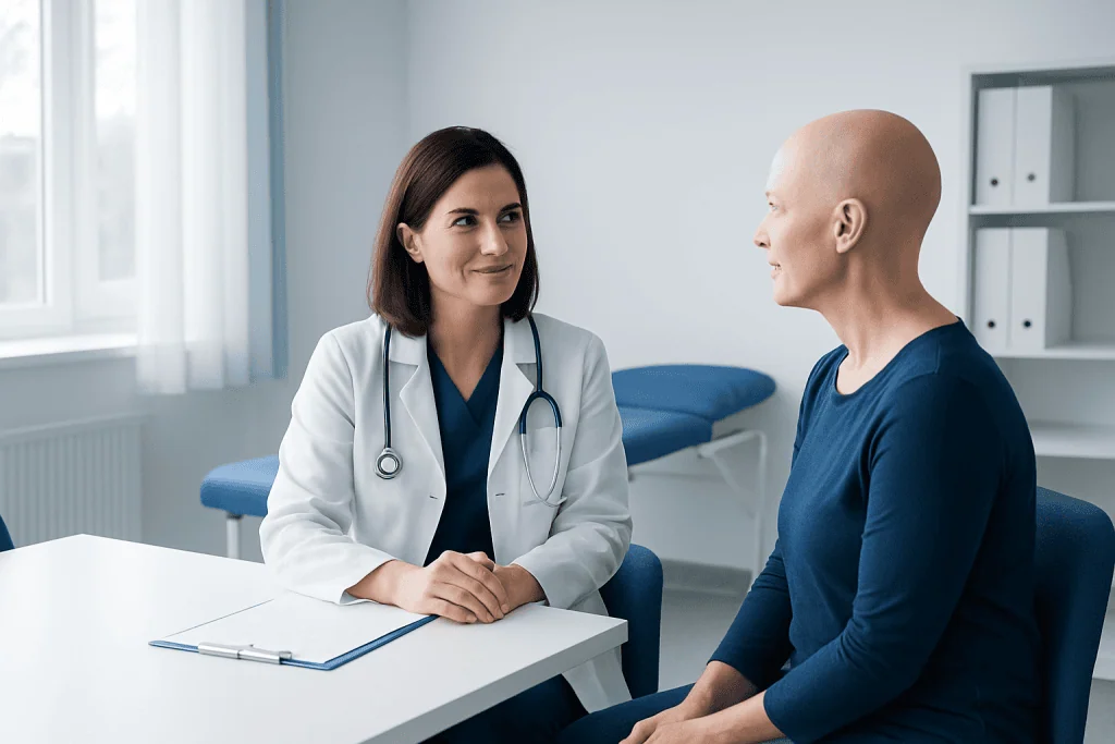Doctor consulting a patient in a medical office setting.