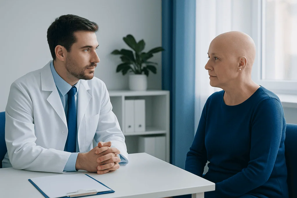 Doctor consulting with a patient in a medical office setting.