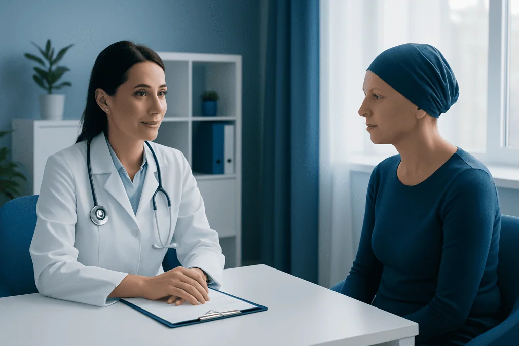 Doctor consulting with a patient in a medical office.