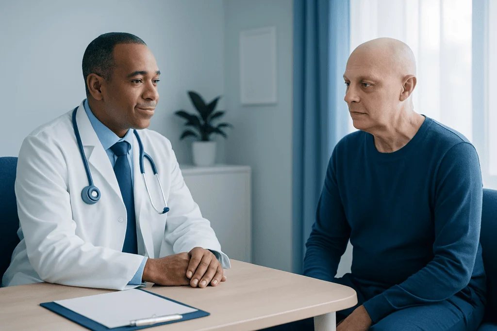 Doctor consulting with a patient in a medical office.