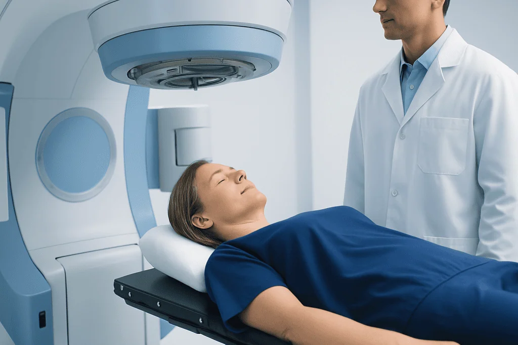 Patient undergoing MRI scan at Acibadem Hospital for esophageal cancer diagnosis.