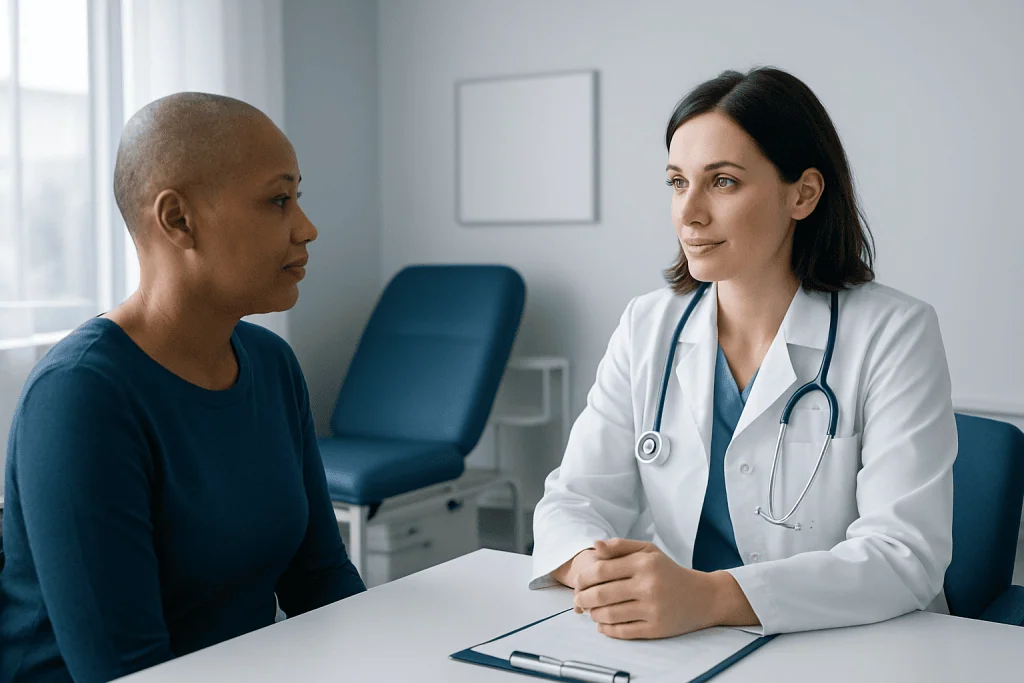 Doctor consulting with patient in a medical office at Acibadem Hospitals.