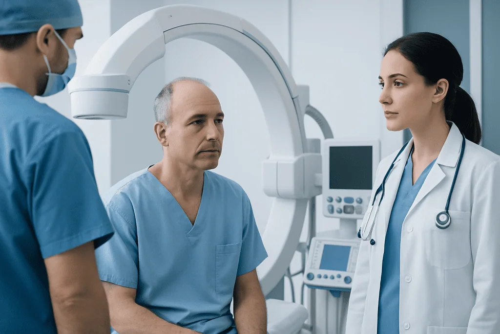 Medical team preparing for pancreatic tumor surgery at Acibadem Hospital.