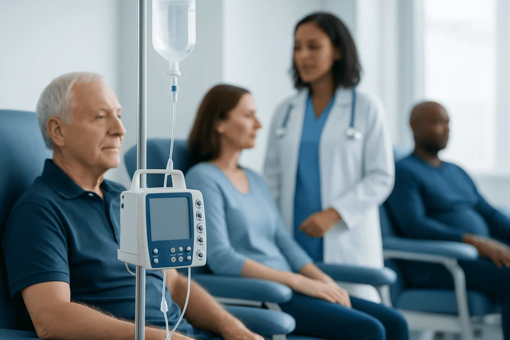 Patients receiving monoclonal antibody treatment in a hospital setting.