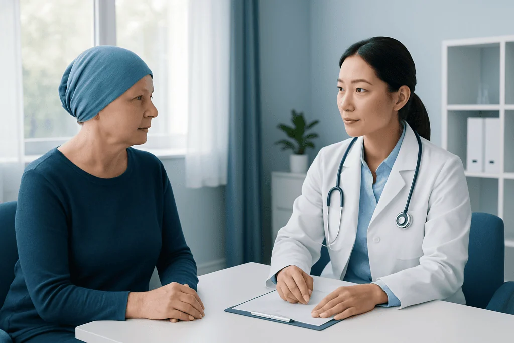 Doctor consulting with a patient in a medical office setting.