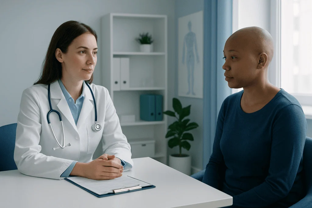 Doctor consulting with a patient in a medical office.