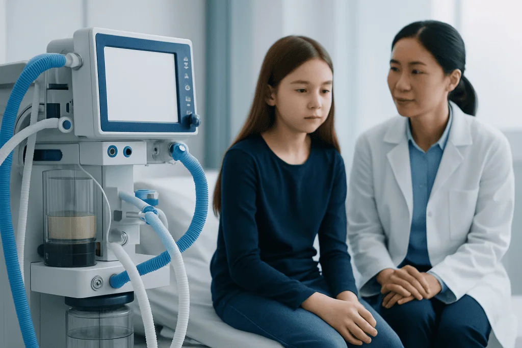 Child undergoing a medical examination with a healthcare professional.
