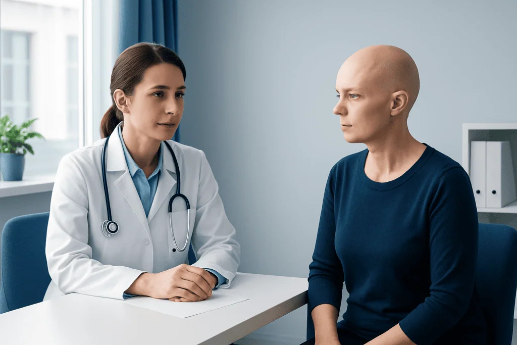 Doctor consulting with a patient in a medical office setting.