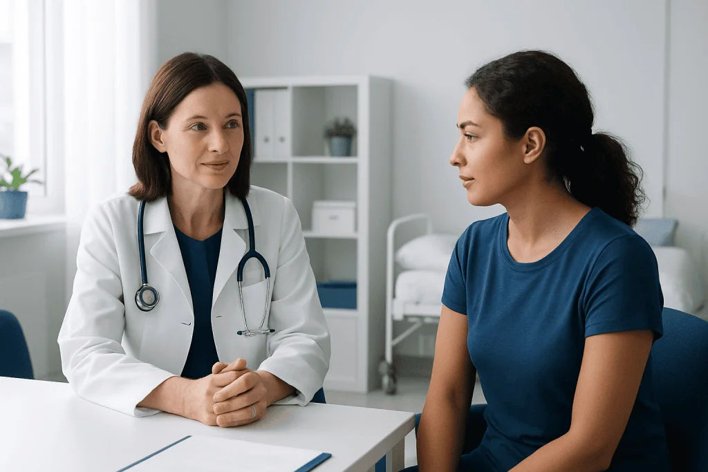 Doctor consulting patient in a medical office at Acibadem Hospitals Group.