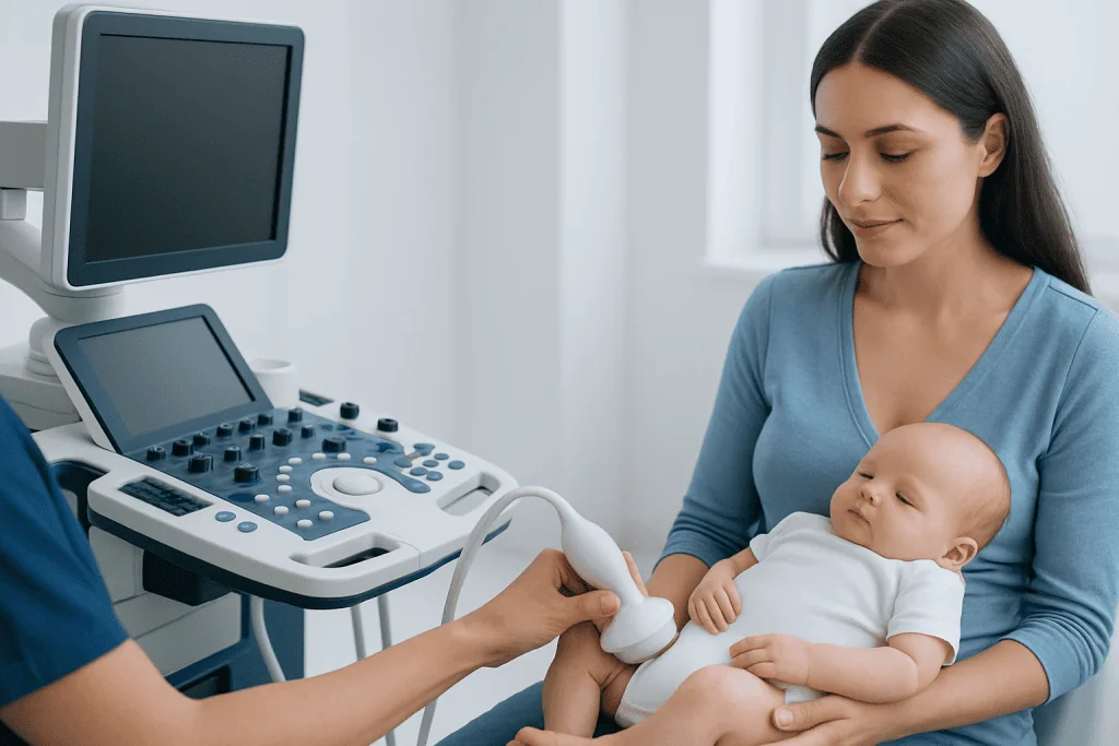 Newborn Hip Ultrasound: Preparation, Procedure and Results 2 Who may need a baby hip ultrasound? — newborn hip ultrasound
