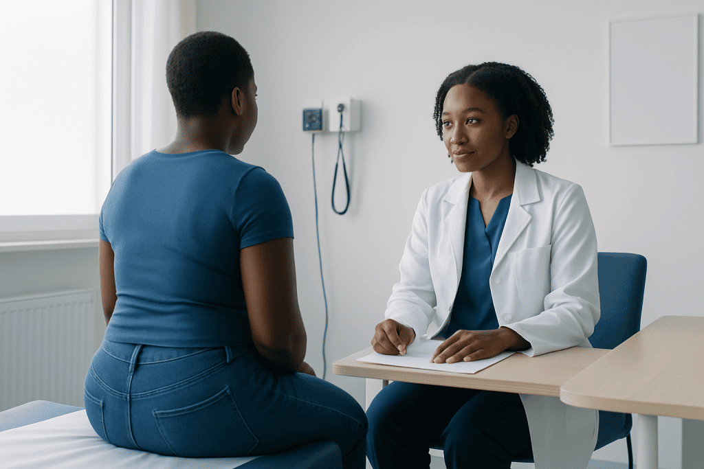 Doctor consulting a patient in a medical office at Acibadem Hospitals Group.