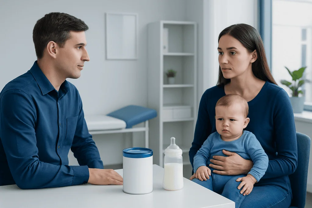 Pediatric consultation about formula milk for constipation at Acibadem Hospital.
