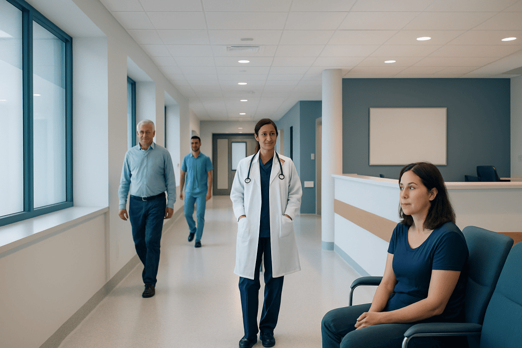 Why Am I Dry Down There All of a Sudden? A Doctor-Reviewed Answer 1 Healthcare professionals and patient in a modern hospital corridor.