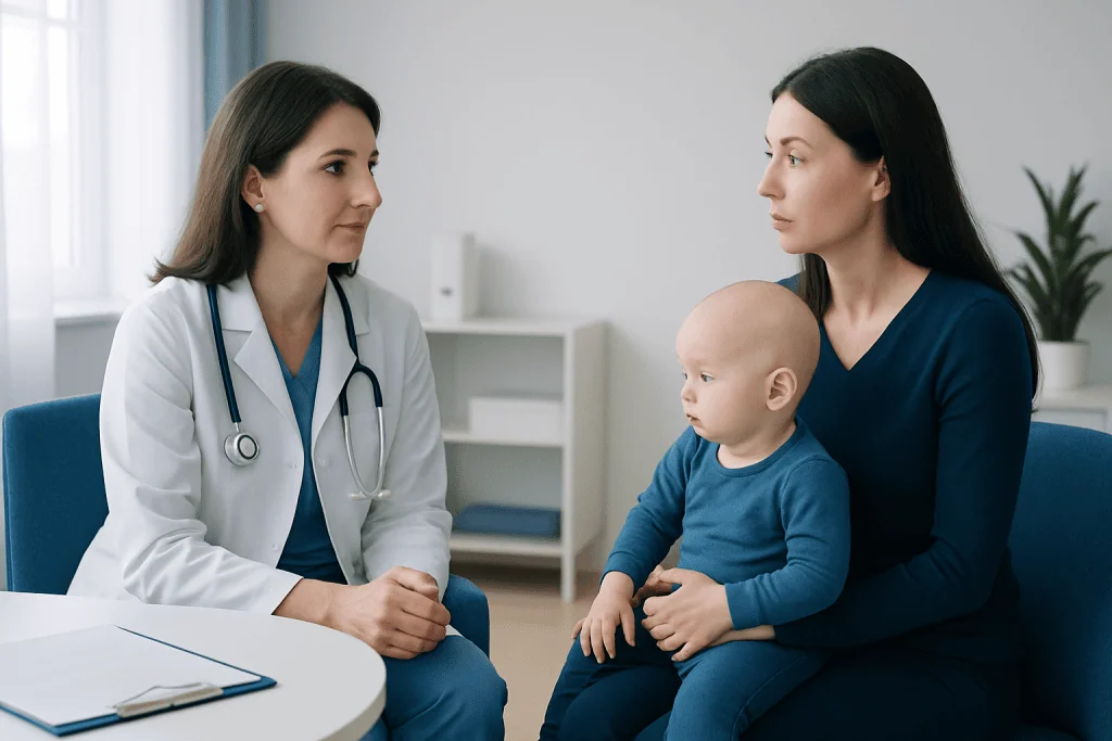 Pediatric consultation at Acibadem Hospital for craniosynostosis assessment.
