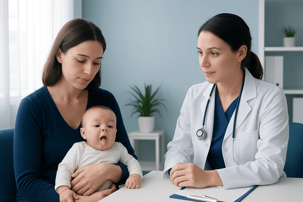 Why oral thrush can develop in babies — white on infants tongue