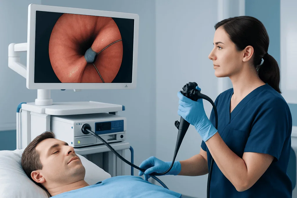 Endoscopy procedure for esophagus examination at Acibadem Hospital.