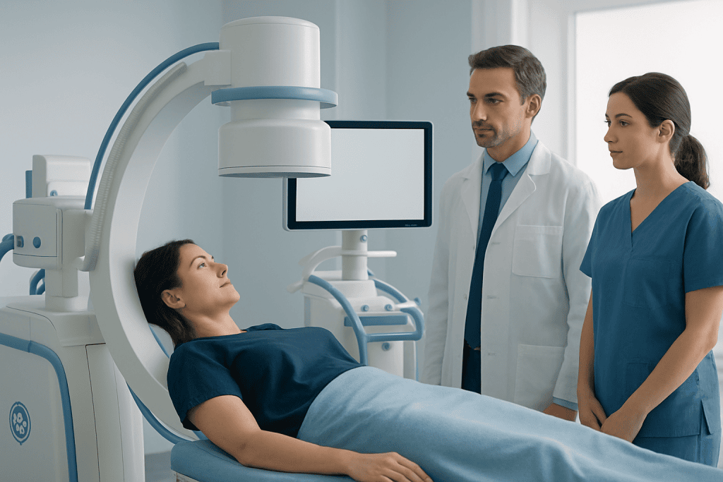 Patient undergoing diagnostic imaging at Acibadem Hospital.
