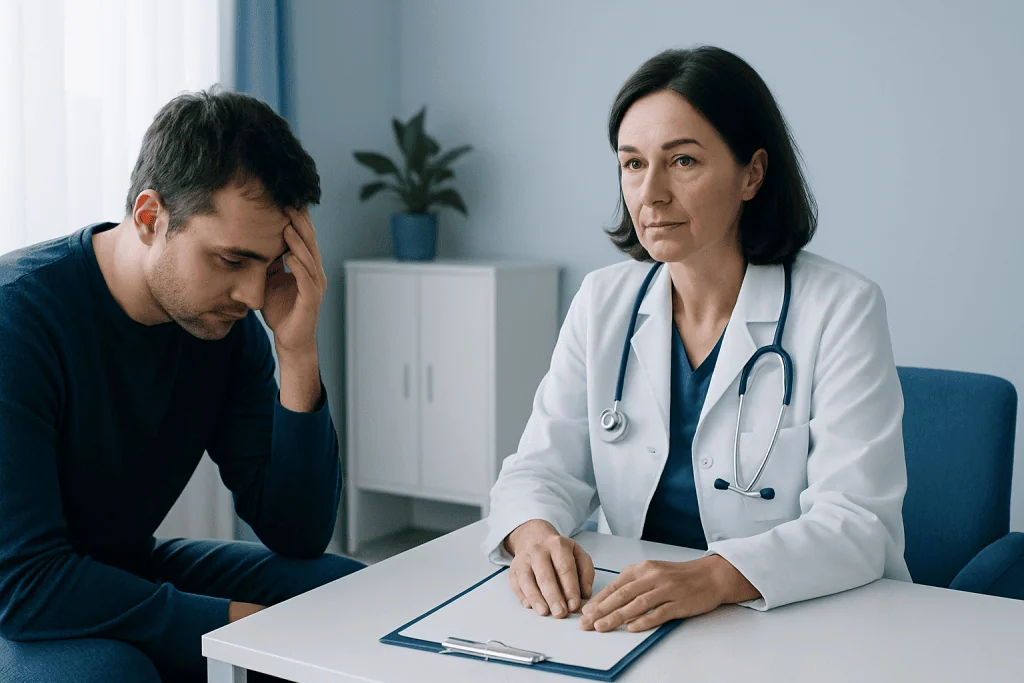 Doctor consulting with a patient about medication or health concerns.