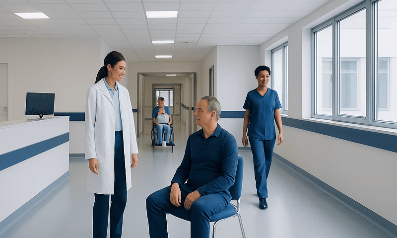 Yupelri Dosage: What It Treats, How It Works, and What to Watch For 6 Doctor consulting with patient in hospital corridor.