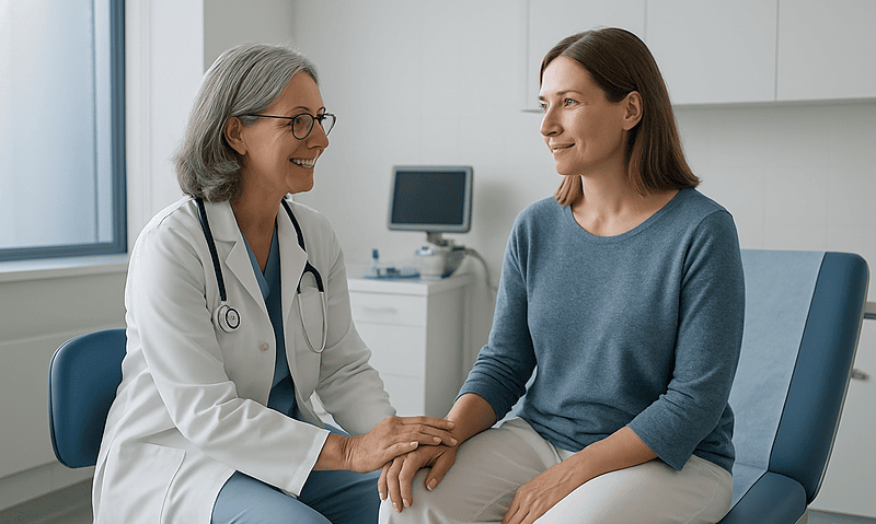 After Hysteroscopy: Heavy Bleeding, Fever or Severe Pain and When to Call Your Gynecologist 4 Gynecologist consulting with a patient after hysteroscopy procedure.