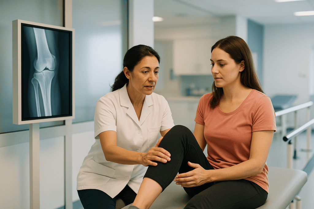 Allograft Bone Grafting 1 Orthopedic consultation with X-ray image in the background at Acibadem Hospitals.