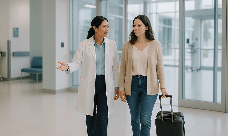 Medical professional advising a patient at Acibadem Hospital.
