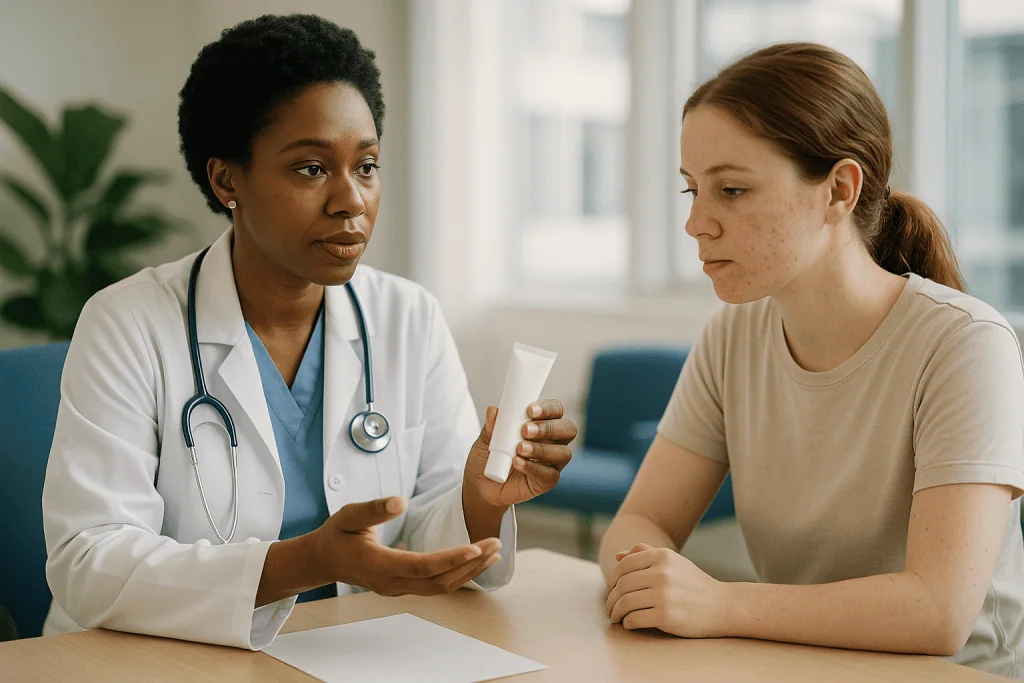 Doctor consulting patient in clinic setting — Azelaic acid for acne: where it fits among the classics