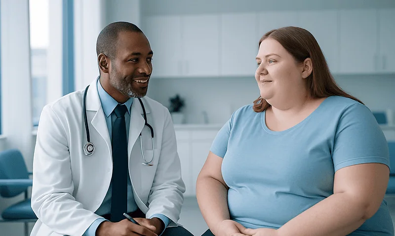 Doctor consulting with a patient in a medical office.