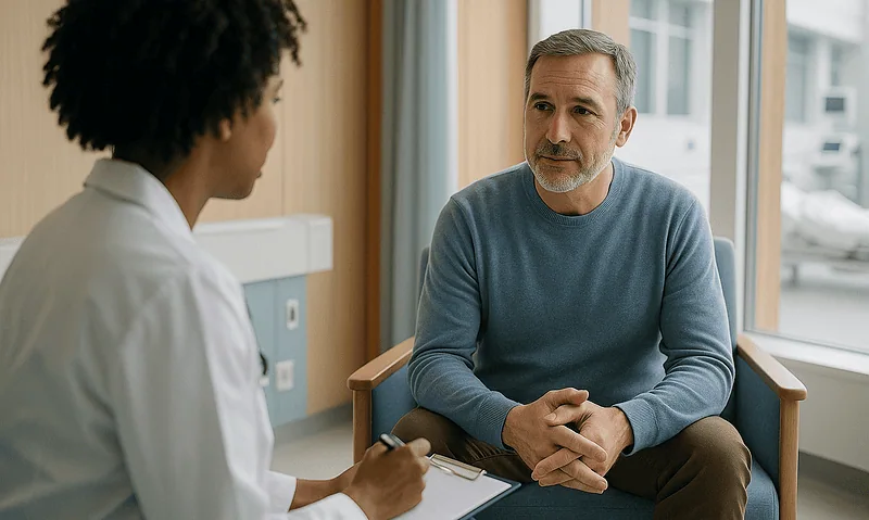 Psychologist and patient in a therapy session at Acibadem Hospitals Group.