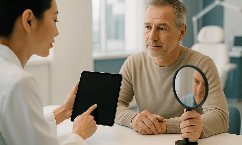 Doctor consulting with patient about Botox treatment options at Acibadem Hospital.