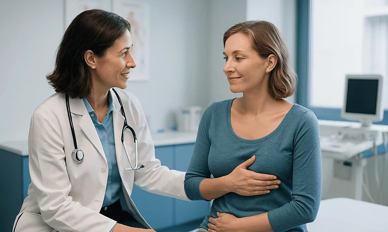 Breast Reconstruction Recovery: Week by Week 4 Doctor consulting with a patient in a medical office setting.