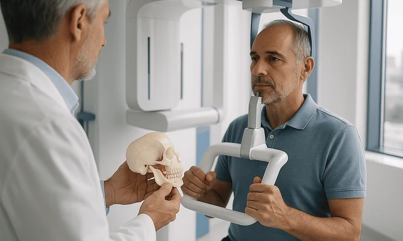 Dental examination for bruxism using advanced imaging technology at Acibadem Hospital.