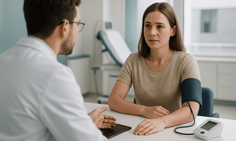 Doctor consulting with a patient about burn scars treatment options.