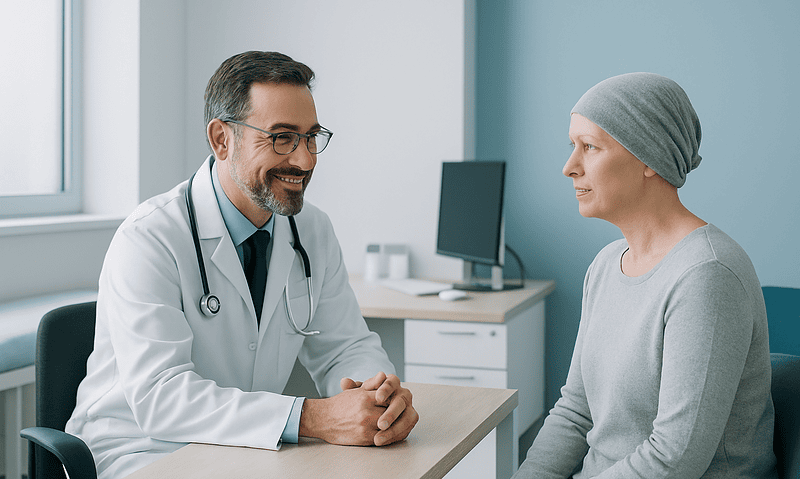Doctor consulting with a patient in a medical office.