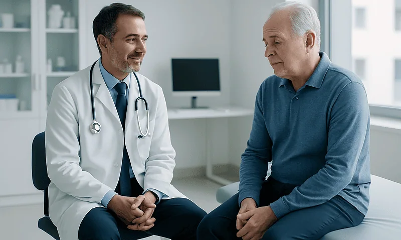 Can You Drive or Work With Vertigo? What Doctors Advise While Attacks Are Unpredictable 4 Doctor consulting with an elderly patient about vertigo symptoms in a medical office.