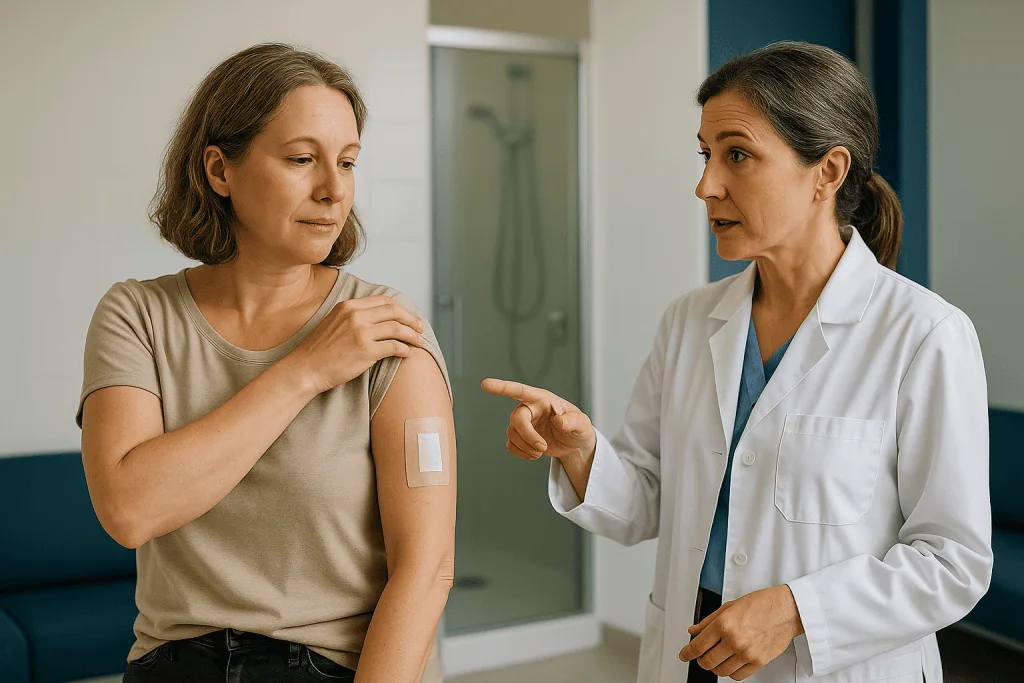 Doctor discussing vaccination or injection with patient: Can you shower after cryotherapy?
