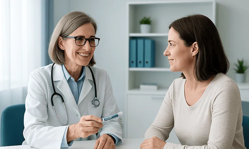Doctor consulting with patient in a medical office at Acibadem Hospitals Group.